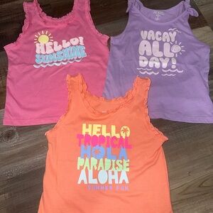 3-Pack Girls' Ruffle Tank Tops — Pink, Purple & Orange